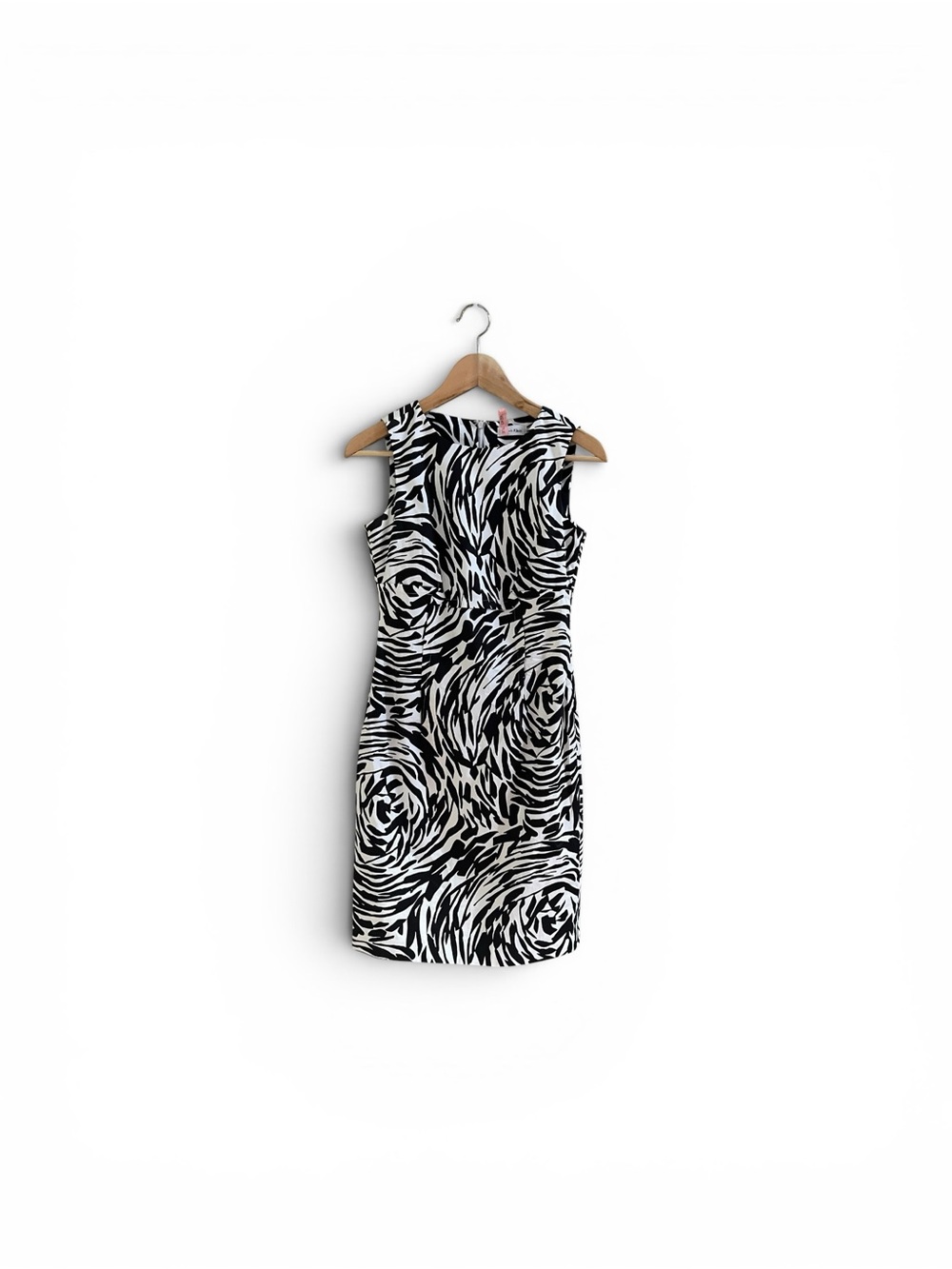 CK Abstract Zebra Print Midi Shift Sheath Dress Lined Modern Retro Animal